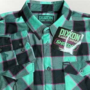 Dixxon Flannel Shirt Mens 3XL Teal Green Pink Neon Shreddy Form Function Button